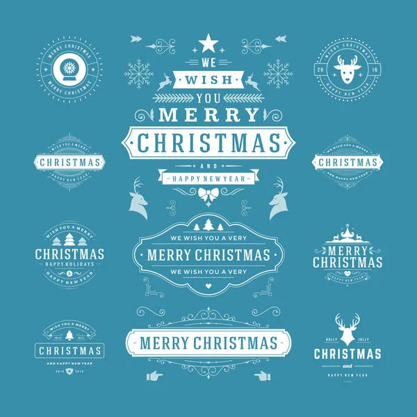 Étiquettes et insignes de Noël Design vectoriel Éléments de décoration — Image vectorielle