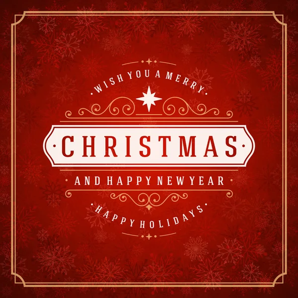 メリー クリスマス グリーティング カード ライトと雪片のベクトルの背景 — ストックベクタ