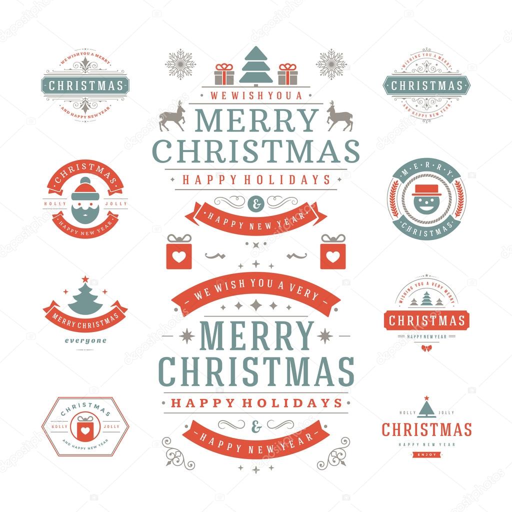 Christmas Labels and Badges Vector Design Decorations elements