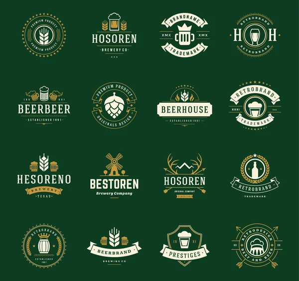 Set Beer Logos, Badges and Labels — Stok Vektör