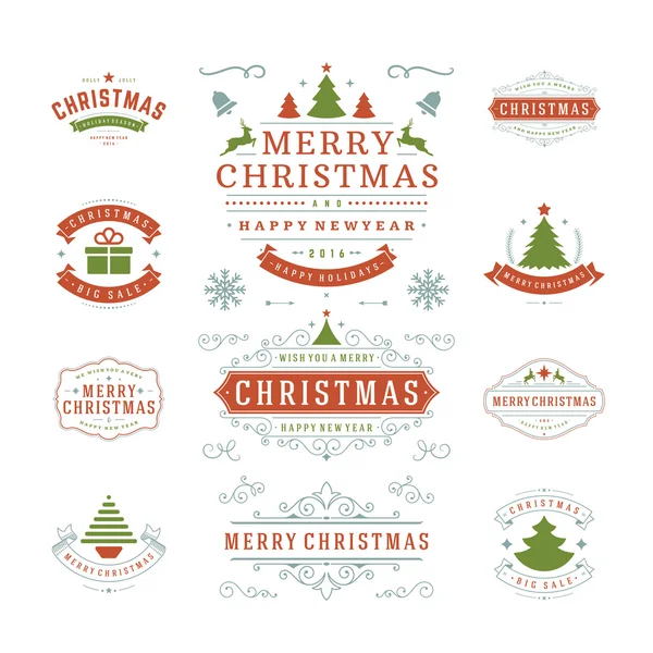 Kerstmis etiketten en badges — Stockvector