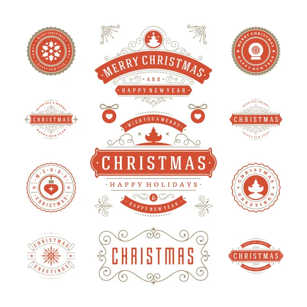 Etiquetas e insignias navideñas — Vector de stock