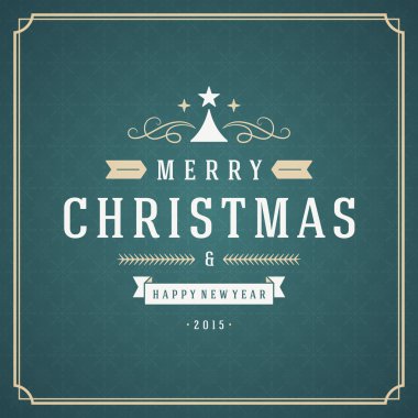 Neşeli Noel tipografi dekorasyon tebrik kartı