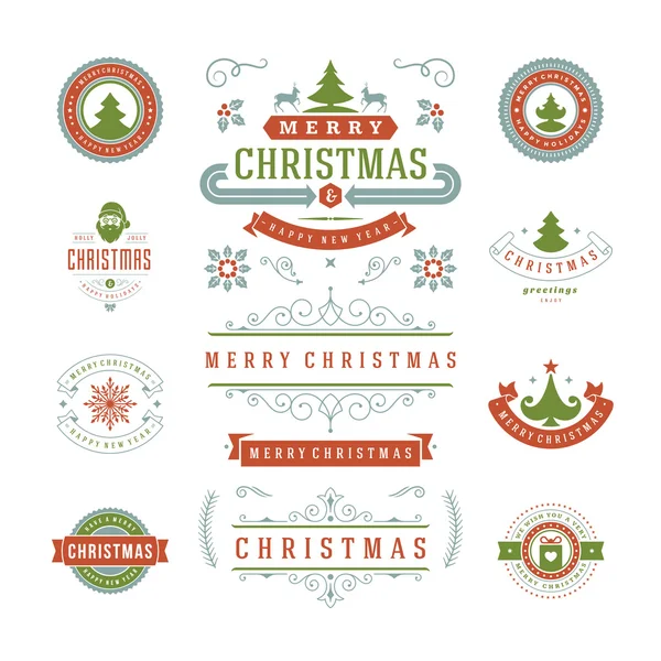 Etiquetas e insignias navideñas — Vector de stock