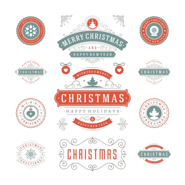 Diseño de etiquetas e insignias navideñas — Vector de stock