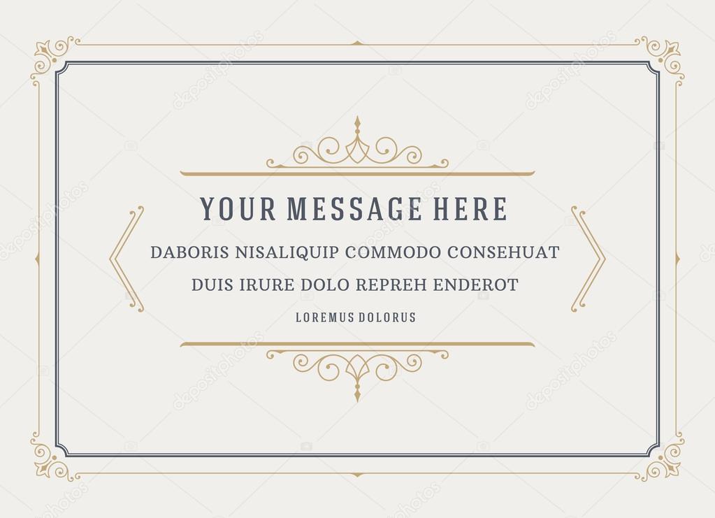 Vintage Ornament Quote Marks Box Frame. Vector template design and place for text. Retro flourishes frame style
