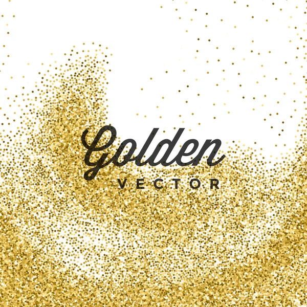 Gouden glitter schittert helder confetti witte vector achtergrond — Stockvector