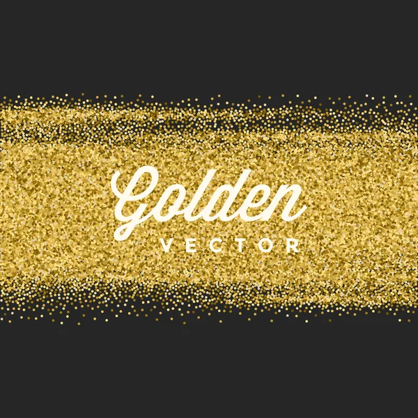 Ouro Glitter Sparkles brilhante Confetti preto vetor fundo —  Vetores de Stock