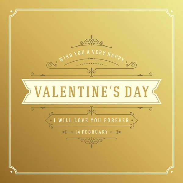 Glückliche Valentinstag Grußkarte oder Poster Vektor Illustration — Stockvektor