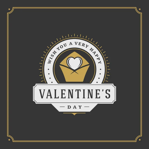 Feliz día de San Valentín tarjeta de felicitación o cartel y vector del corazón ilustración — Vector de stock