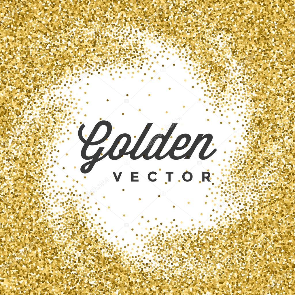 Gold Glitter Sparkles Bright Confetti white vector background