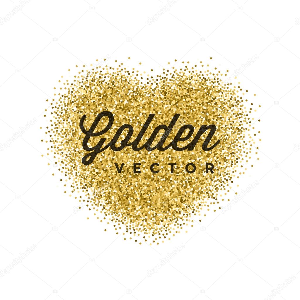 Gold Glitter Sparkles Bright Confetti white vector background. Good for Greeting Gold Cards, Luxury Invitation, Advertising, Voucher, Certificate, Banners, Quote Mark Text. Golden Texture, Shiny Gold