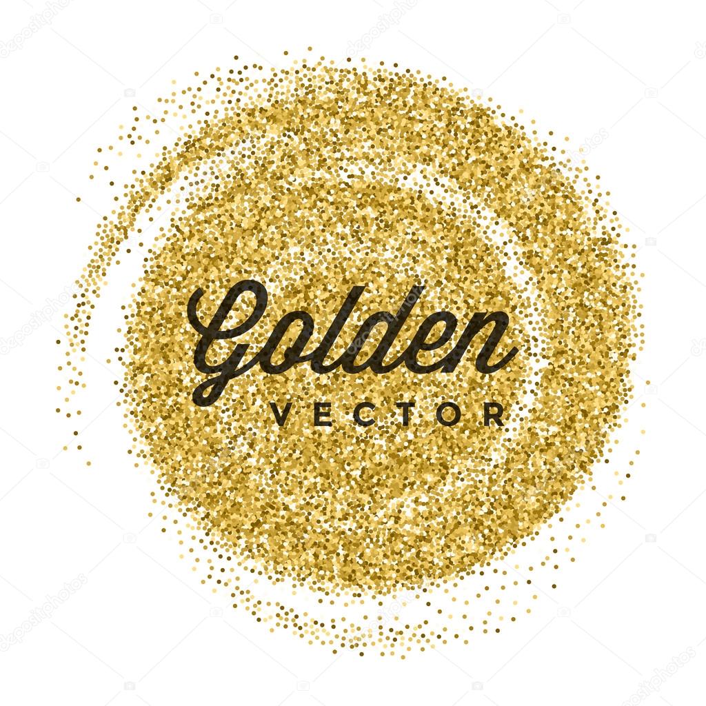 Gold Glitter Sparkles Bright Confetti white vector background. Good for Greeting Gold Cards, Luxury Invitation, Advertising, Voucher, Certificate, Banners, Quote Mark Text. Golden Texture, Shiny Gold