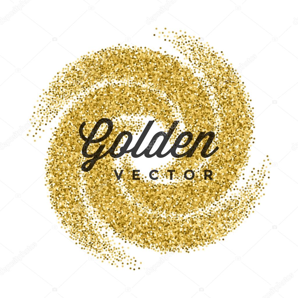 Gold Glitter Sparkles Bright Confetti white vector background. Good for Greeting Gold Cards, Luxury Invitation, Advertising, Voucher, Certificate, Banners, Quote Mark Text. Golden Texture, Shiny Gold