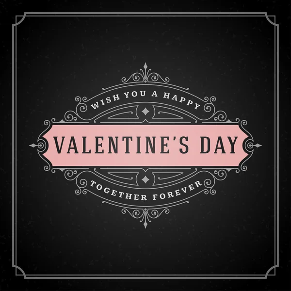 De dag van Valentijnskaarten wenskaart of Poster en hart vector illustratie — Stockvector