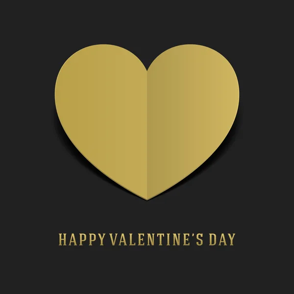 Tarjeta de felicitación del día de San Valentín o Cartel Corazón de Oro de Papel Vector Fondo — Vector de stock