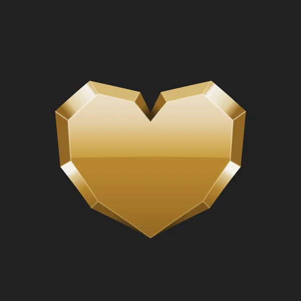 Valentines Day Greeting Card or Poster 3d Gold Heart Vector Background — Stockový vektor