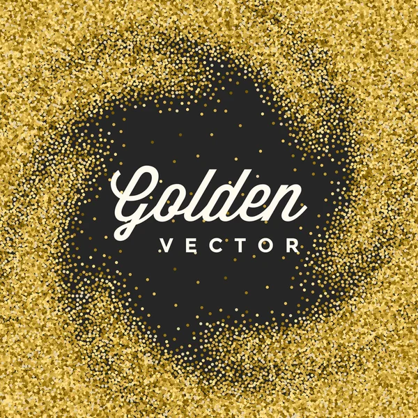 Gold glitzert hell Konfetti schwarz Vektor Hintergrund — Stockvektor