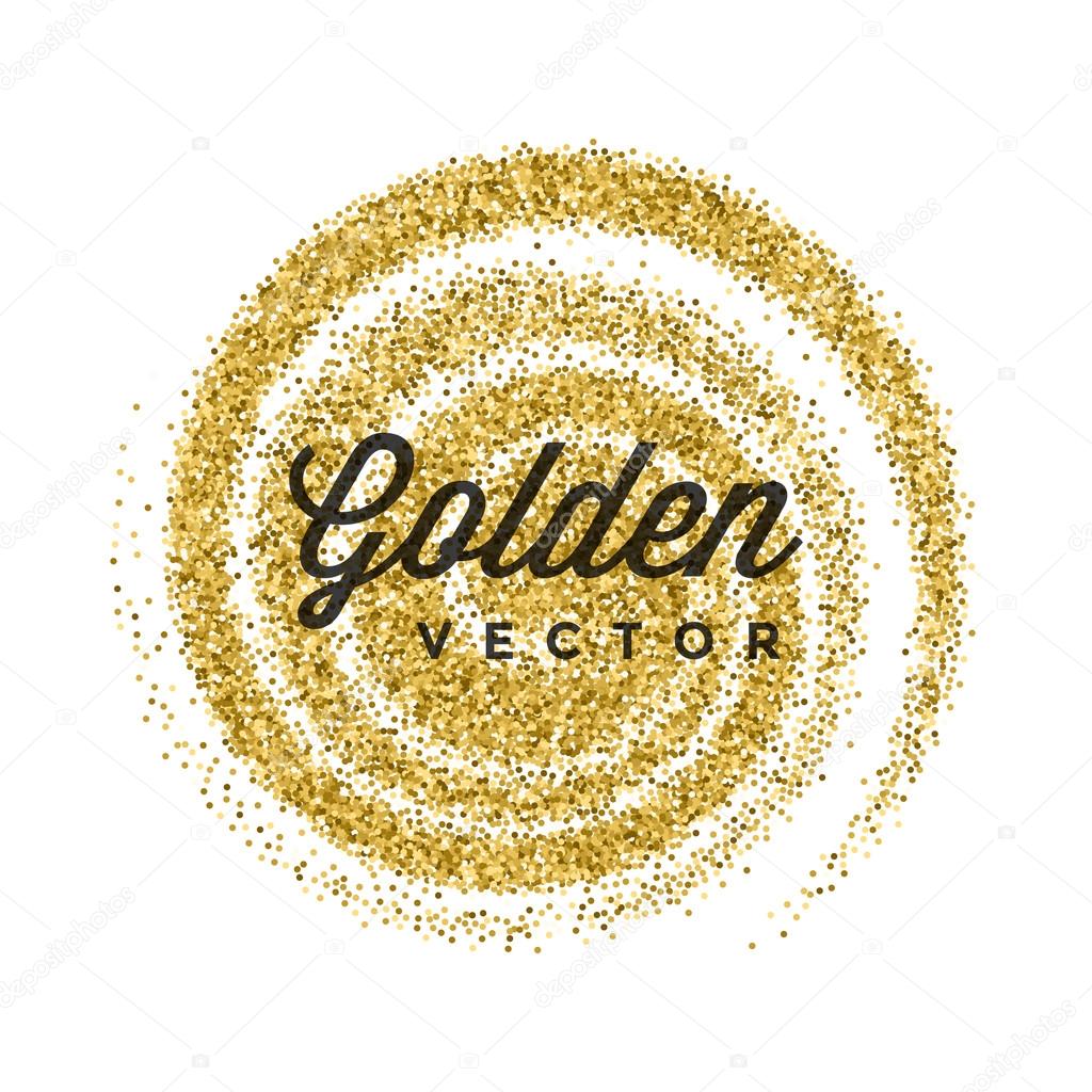 Gold Glitter Sparkles Bright Confetti white vector background. Good for Greeting Gold Cards, Luxury Invitation, Advertising, Voucher, Certificate, Banners, Quote Mark Text. Golden Texture, Shiny Gold