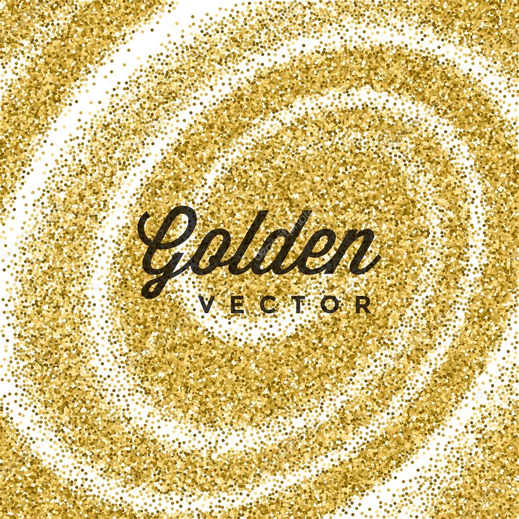 Gold Glitter Sparkles Bright Confetti white vector background. Good for Greeting Gold Cards, Luxury Invitation, Advertising, Voucher, Certificate, Banners, Quote Mark Text. Golden Texture, Shiny Gold