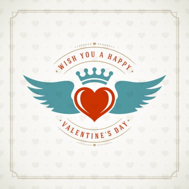 Valentines Day Greeting Card or Poster Vector illustration. Retro typography design and texture background