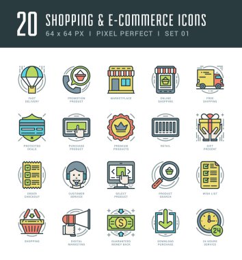 Flat line icons set. Trendy Modern thin linear stroke vector icons Shopping and E-Commerce concept