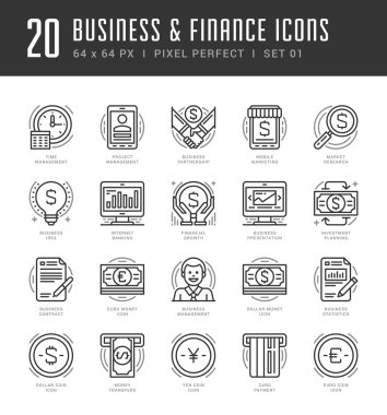 Flat line icons set. Trendy Modern thin linear stroke vector icons Business and Finance concept