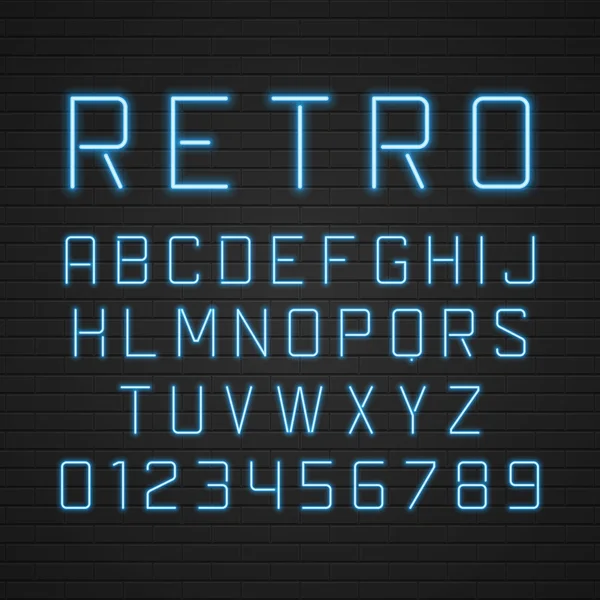 Vector design retro signboard letters with light neon lamps. — Stok Vektör