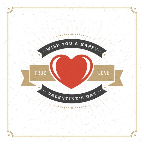 Tarjeta de felicitación del día de San Valentín o ilustración vectorial de póster. Diseño de tipografía retro y fondo de textura — Vector de stock