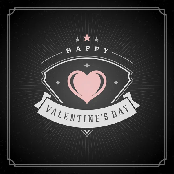 Valentinstag Grußkarte oder Plakat und Herzvektorillustration. retro typografisches Design Kreidetafel Hintergrund — Stockvektor