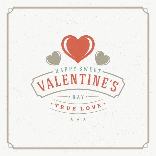Valentines Day Greeting Card or Poster Vector illustration. Retro typography design and texture background — 스톡 벡터