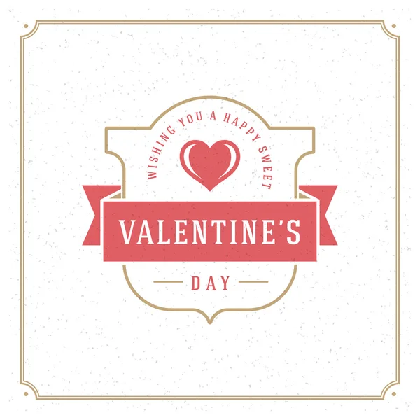 Valentines Day Greeting Card or Poster Vector illustration. Retro typography design and texture background — 스톡 벡터