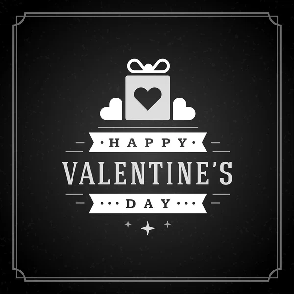 Valentines Day greeting Card or Poster and Heart vector illustration. Retro typographic design chalkboard background — Διανυσματικό Αρχείο