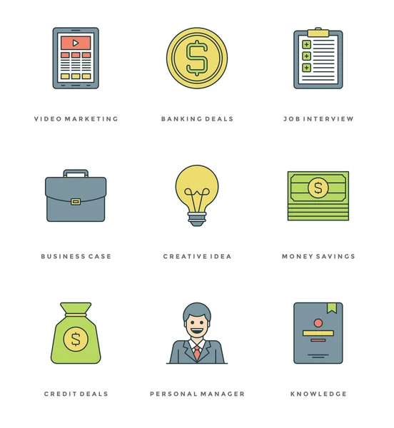 Flat line simple icons set. Thin linear stroke vector icons Essentials objects concept. — ストックベクタ