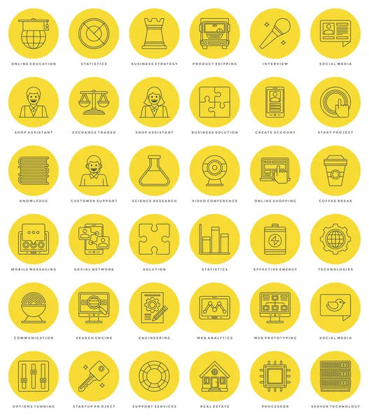 Flat line simple icons set. Thin linear stroke vector icons Essentials objects concept. — Stock vektor