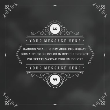 Vintage Ornament Quote Marks Box Frame Vector template design and place for text