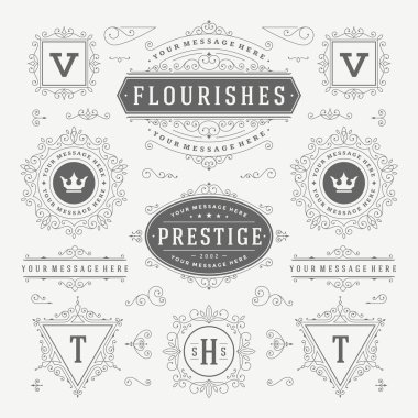 Vintage Vector Ornaments Decorations Design Elements. Flourishes calligraphic combinations Retro Logo
