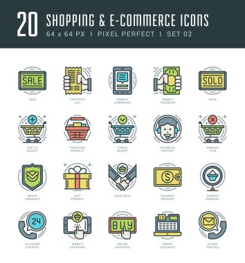 Flat line icons set. Trendy Modern thin linear stroke vector Shopping and E-Commerce concept