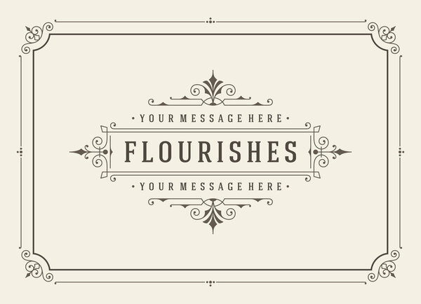 Vintage Ornament Greeting Card Vector Template. Retro Luxury Invitation, Royal Certificate