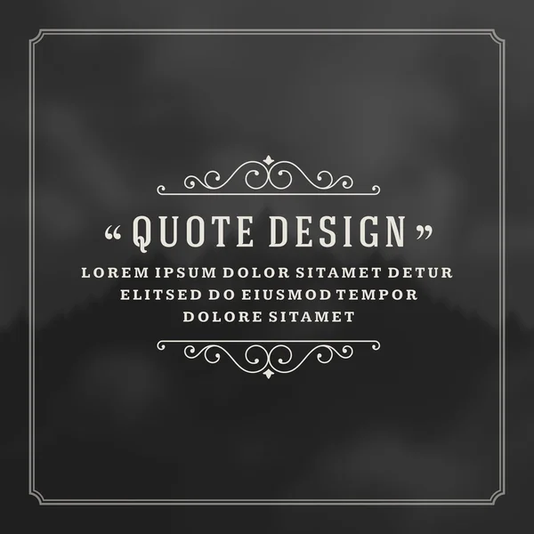 Vintage Ornament Quote Marks Box Frame Vector template design and place for text — Stok Vektör