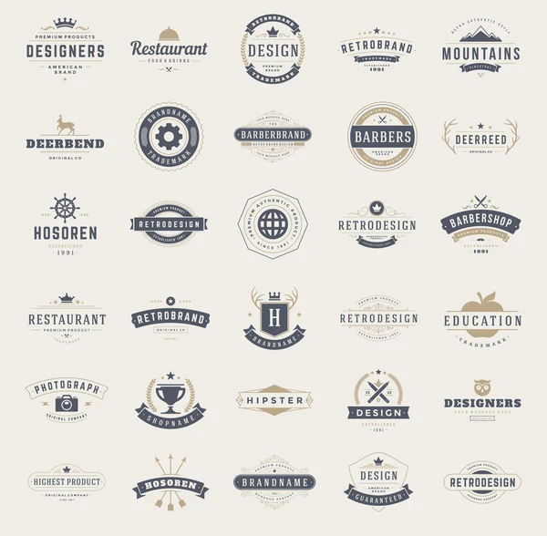 Conjunto de modelos de design de logotipos vintage. Elementos de projeto vetorial — Vetor de Stock