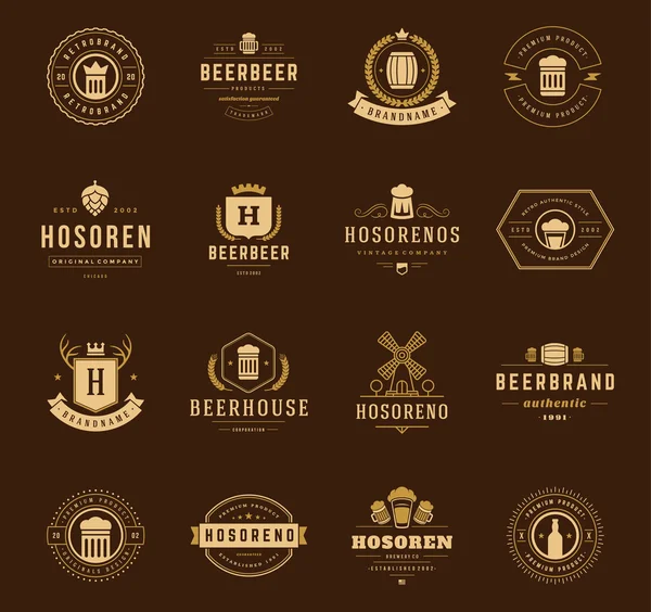 Vintage Beer Logos Set. Vector design elements