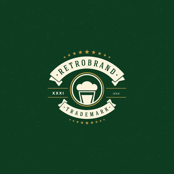 Beer Logo Template. Vector Design Element Vintage Style for Logotype — 스톡 벡터