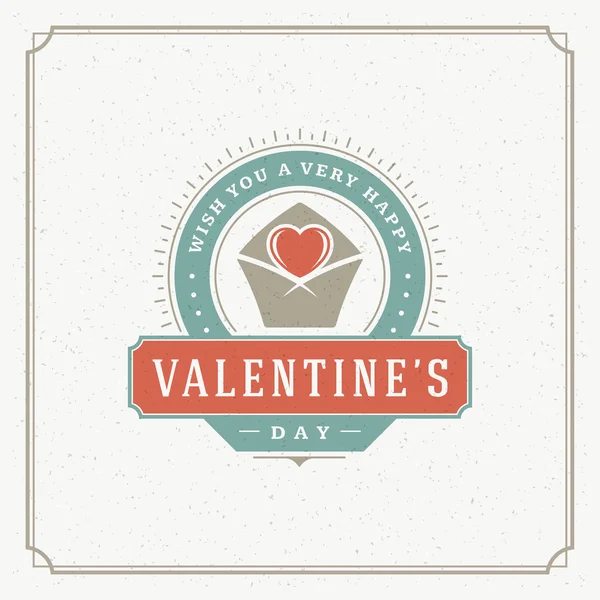 Valentines Day Greeting Card or Poster Vector illustration. Retro typography design and texture background — Stok Vektör