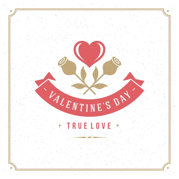 Valentines Day Greeting Card or Poster Vector illustration. Retro typography design and texture background — Wektor stockowy