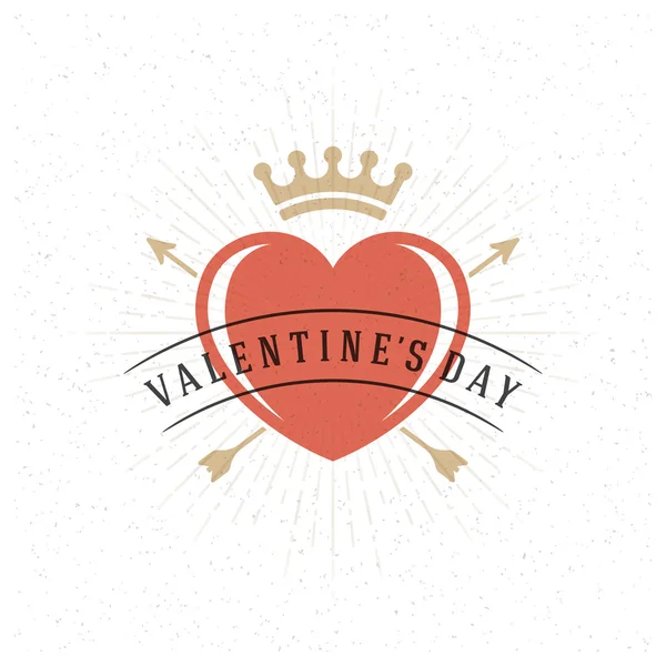 Tarjeta de felicitación del día de San Valentín o ilustración vectorial de póster. Diseño de tipografía retro y fondo de textura — Vector de stock