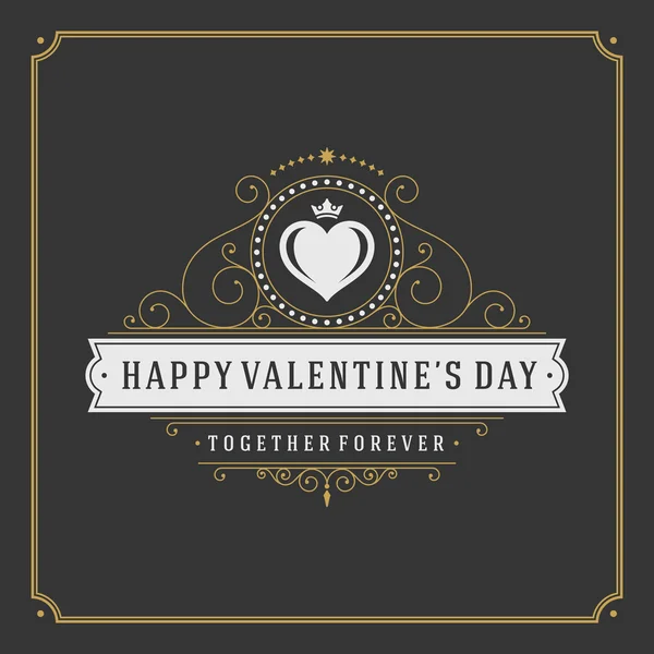 Tarjeta de felicitación del Día de San Valentín o Poster y la ilustración del vector del corazón — Vector de stock