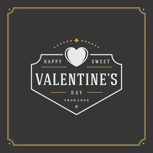 Valentines Day greeting Card atau Poster dan gambar vektor Heart - Stok Vektor