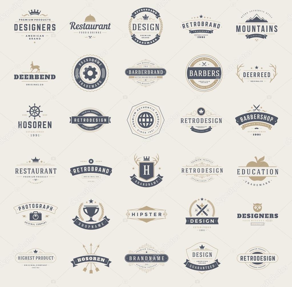 Vintage Logos Design Templates Set. Vector design elements