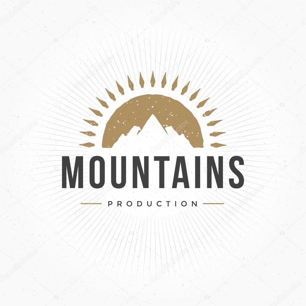 Mountain Hand Drawn Logo Template. Vector Design Element Vintage Style